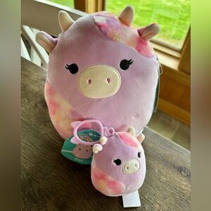 Squishmallows Cow Suri the Sunset Cow First to Market New 3” & 8” 2 pack
